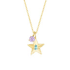 The Star Necklace with 4 Prong Solitaire Pendant YG (4mm) (Mar, Jun) - Eclat by Oui