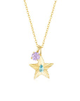 The Star Necklace with 4 Prong Solitaire Pendant YG (4mm) (Mar, Jun) - Eclat by Oui