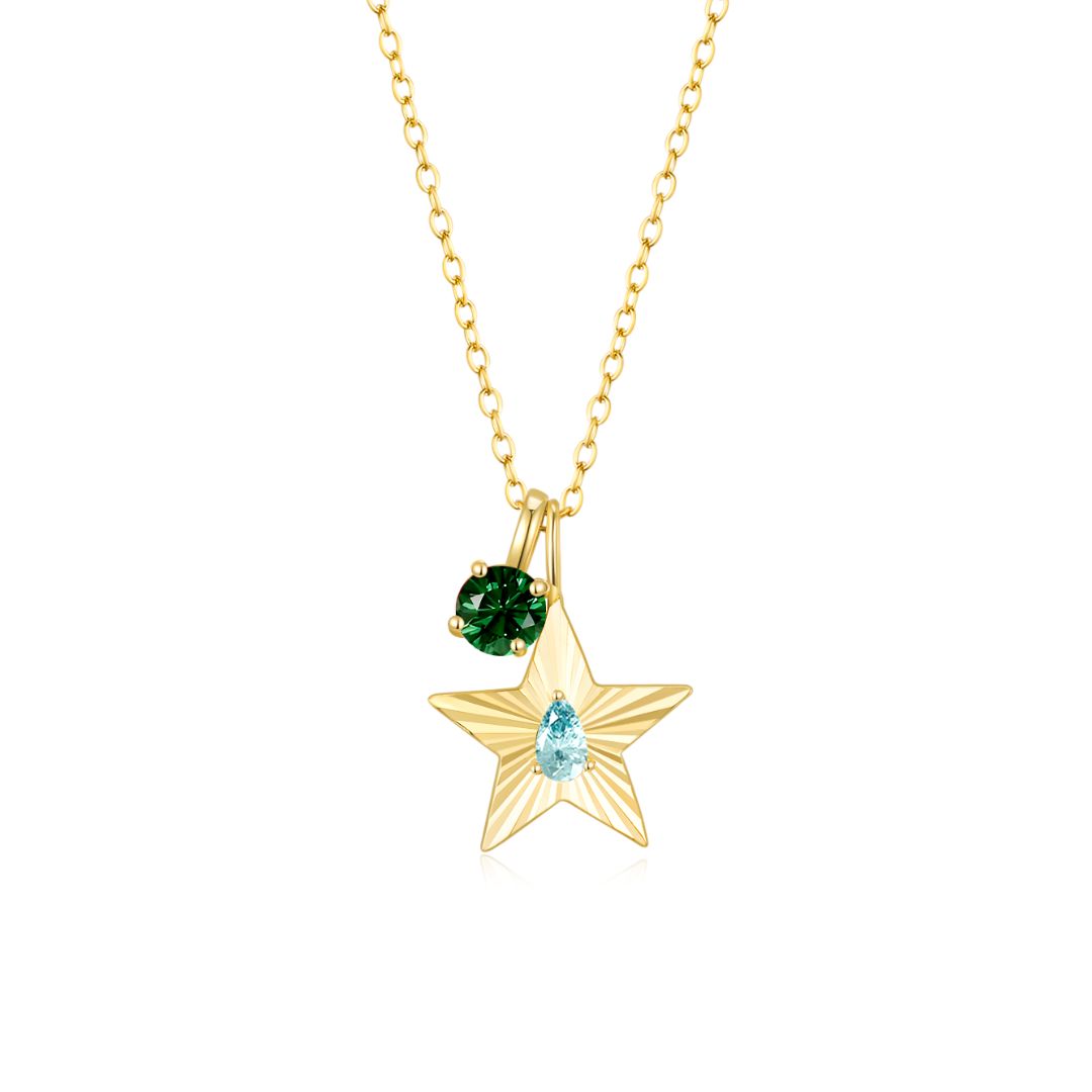 The Star Necklace with 4 Prong Solitaire Pendant YG (4mm) (Mar, May) - Eclat by Oui