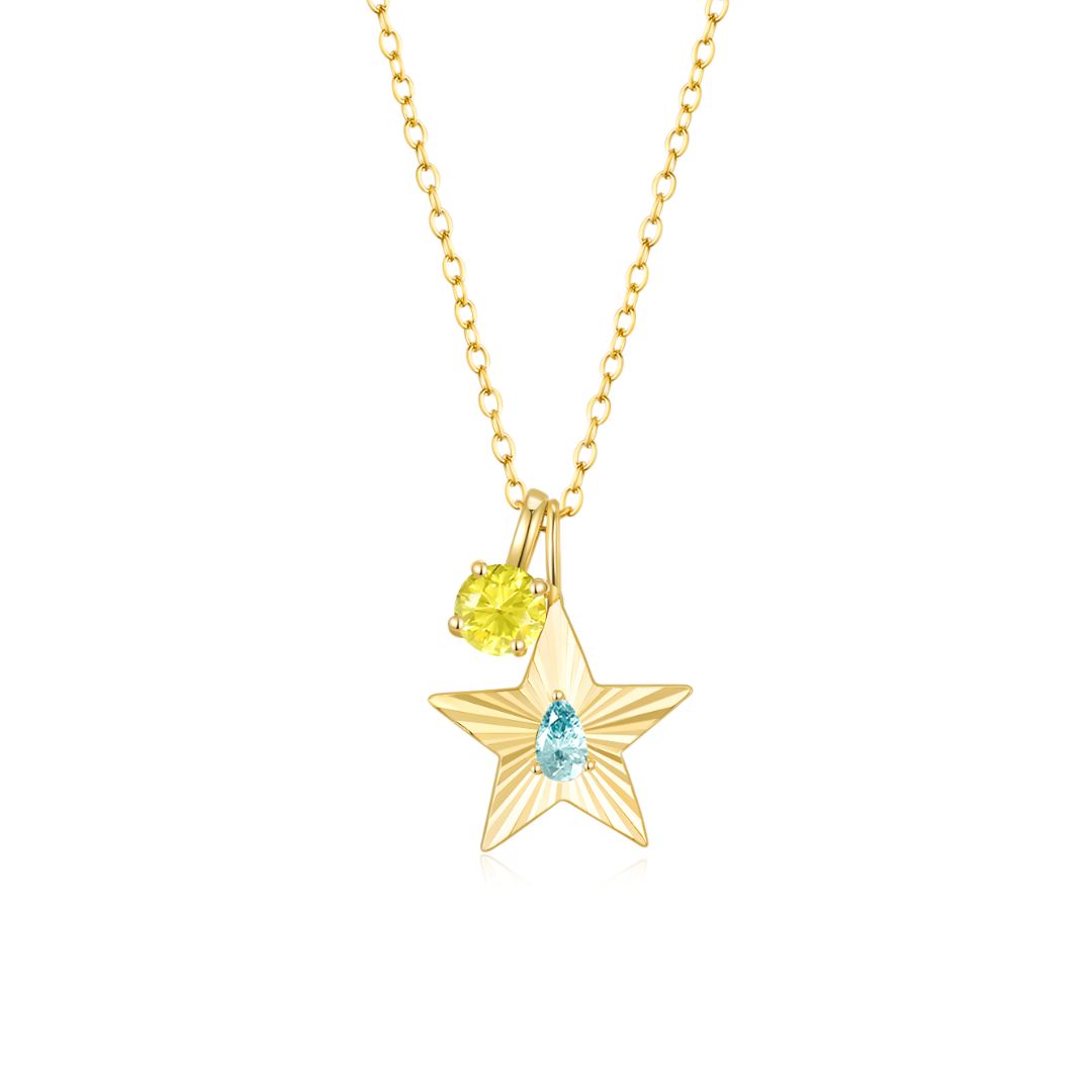 The Star Necklace with 4 Prong Solitaire Pendant YG (4mm) (Mar, Nov) - Eclat by Oui