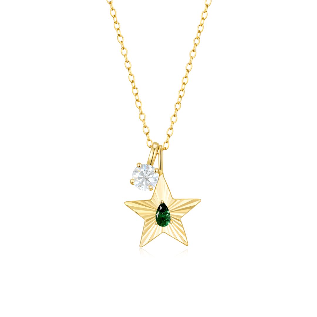 The Star Necklace with 4 Prong Solitaire Pendant YG (4mm) (May, Apr) - Eclat by Oui