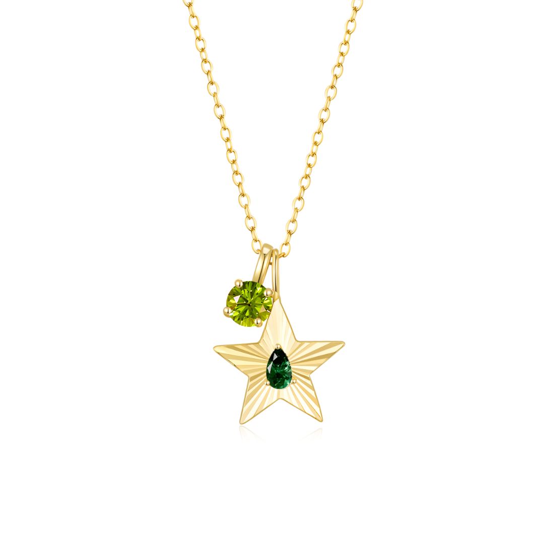 The Star Necklace with 4 Prong Solitaire Pendant YG (4mm) (May, Aug) - Eclat by Oui