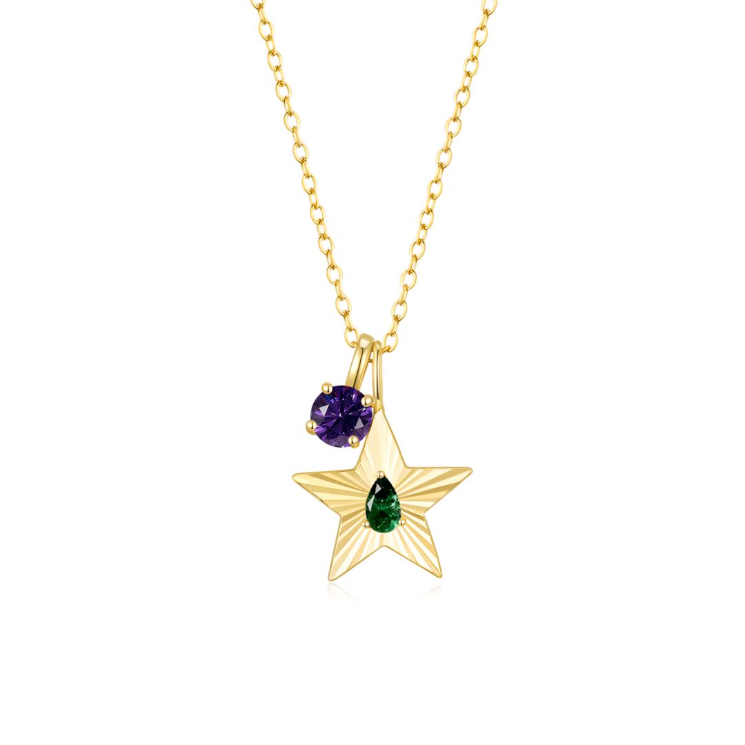 The Star Necklace with 4 Prong Solitaire Pendant YG (4mm) (May, Feb) - Eclat by Oui