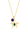 The Star Necklace with 4 Prong Solitaire Pendant YG (4mm) (May, Feb) - Eclat by Oui