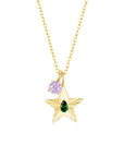 The Star Necklace with 4 Prong Solitaire Pendant YG (4mm) (May, Jun) - Eclat by Oui
