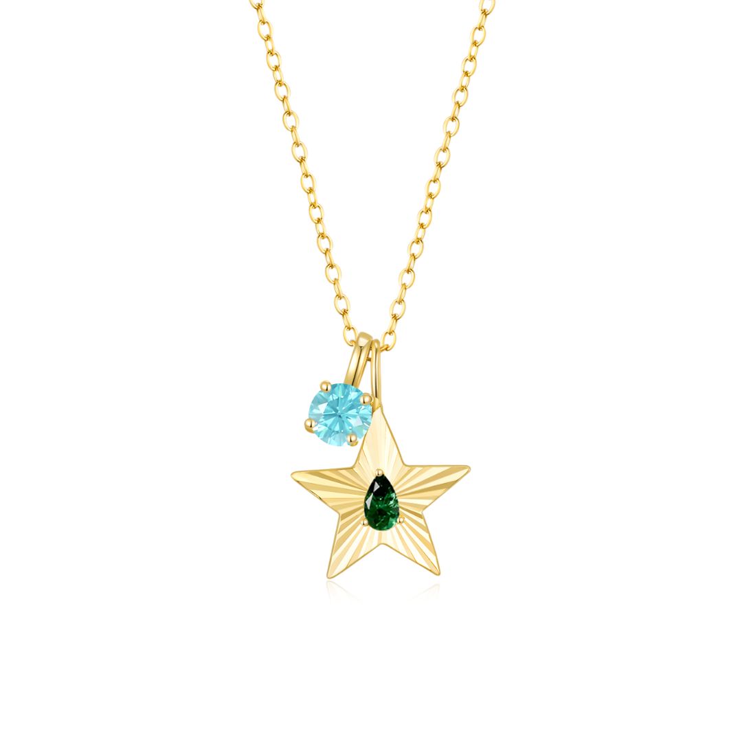 The Star Necklace with 4 Prong Solitaire Pendant YG (4mm) (May, Mar) - Eclat by Oui