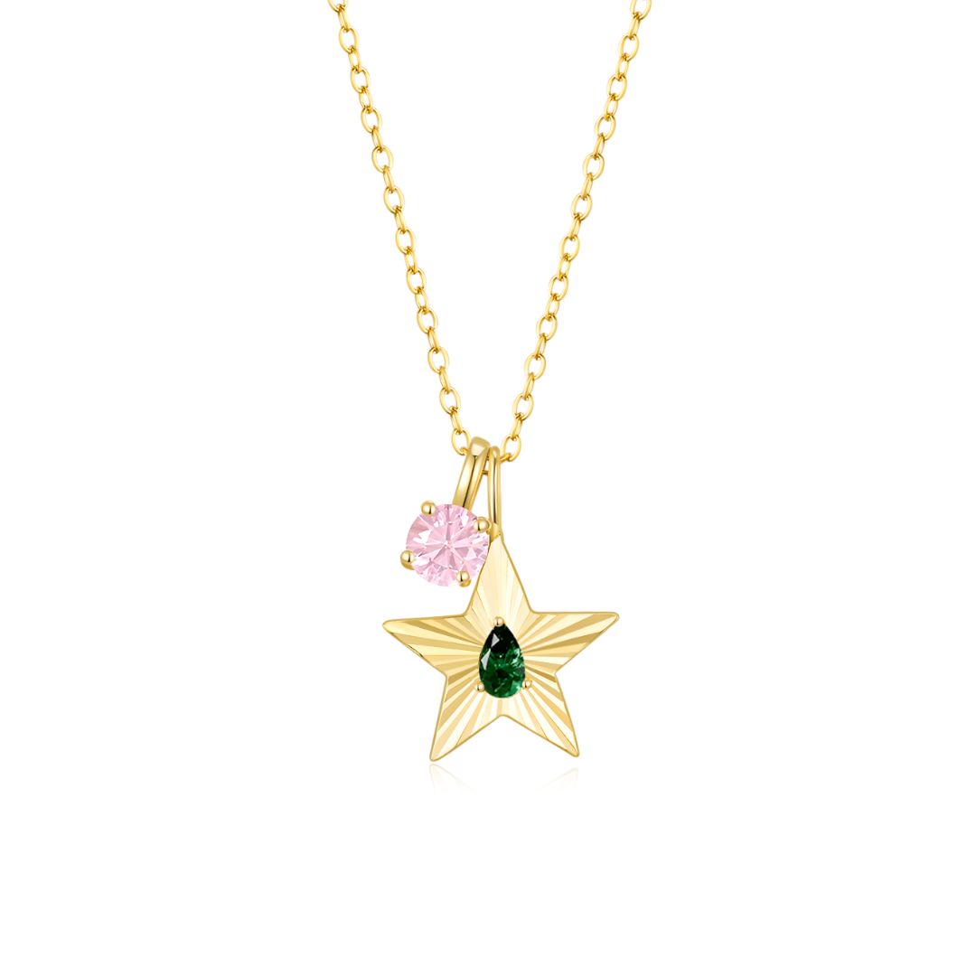 The Star Necklace with 4 Prong Solitaire Pendant YG (4mm) (May, Oct) - Eclat by Oui