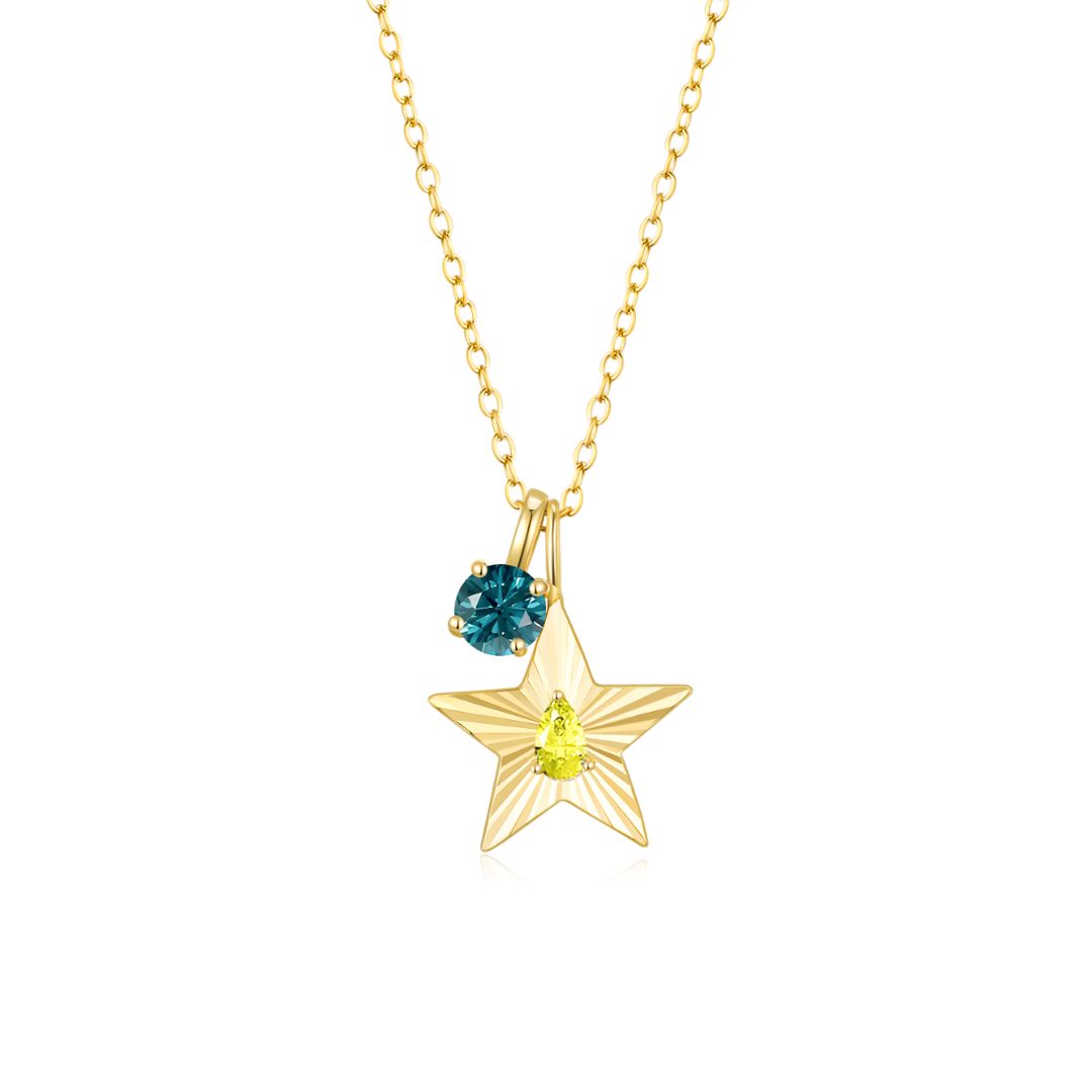 The Star Necklace with 4 Prong Solitaire Pendant YG (4mm) (Nov, Dec) - Eclat by Oui