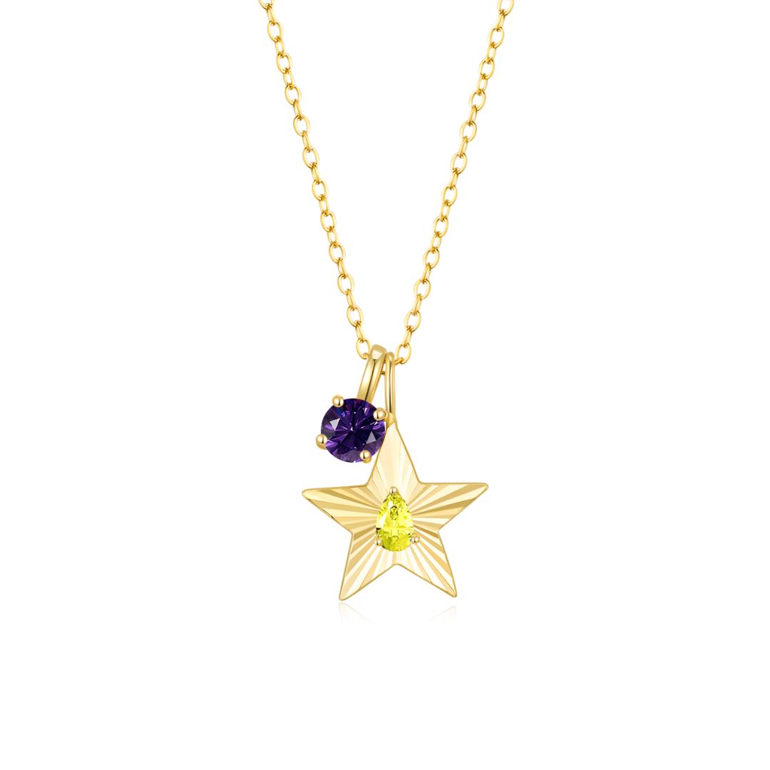 The Star Necklace with 4 Prong Solitaire Pendant YG (4mm) (Nov, Feb) - Eclat by Oui