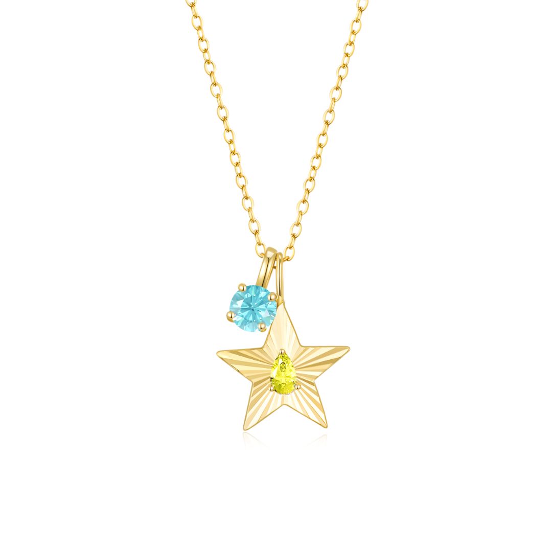 The Star Necklace with 4 Prong Solitaire Pendant YG (4mm) (Nov, Mar) - Eclat by Oui