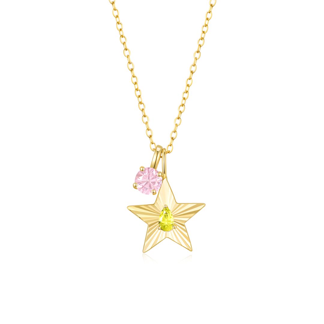 The Star Necklace with 4 Prong Solitaire Pendant YG (4mm) (Nov, Oct) - Eclat by Oui
