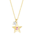 The Star Necklace with 4 Prong Solitaire Pendant YG (4mm) (Oct, Apr) - Eclat by Oui