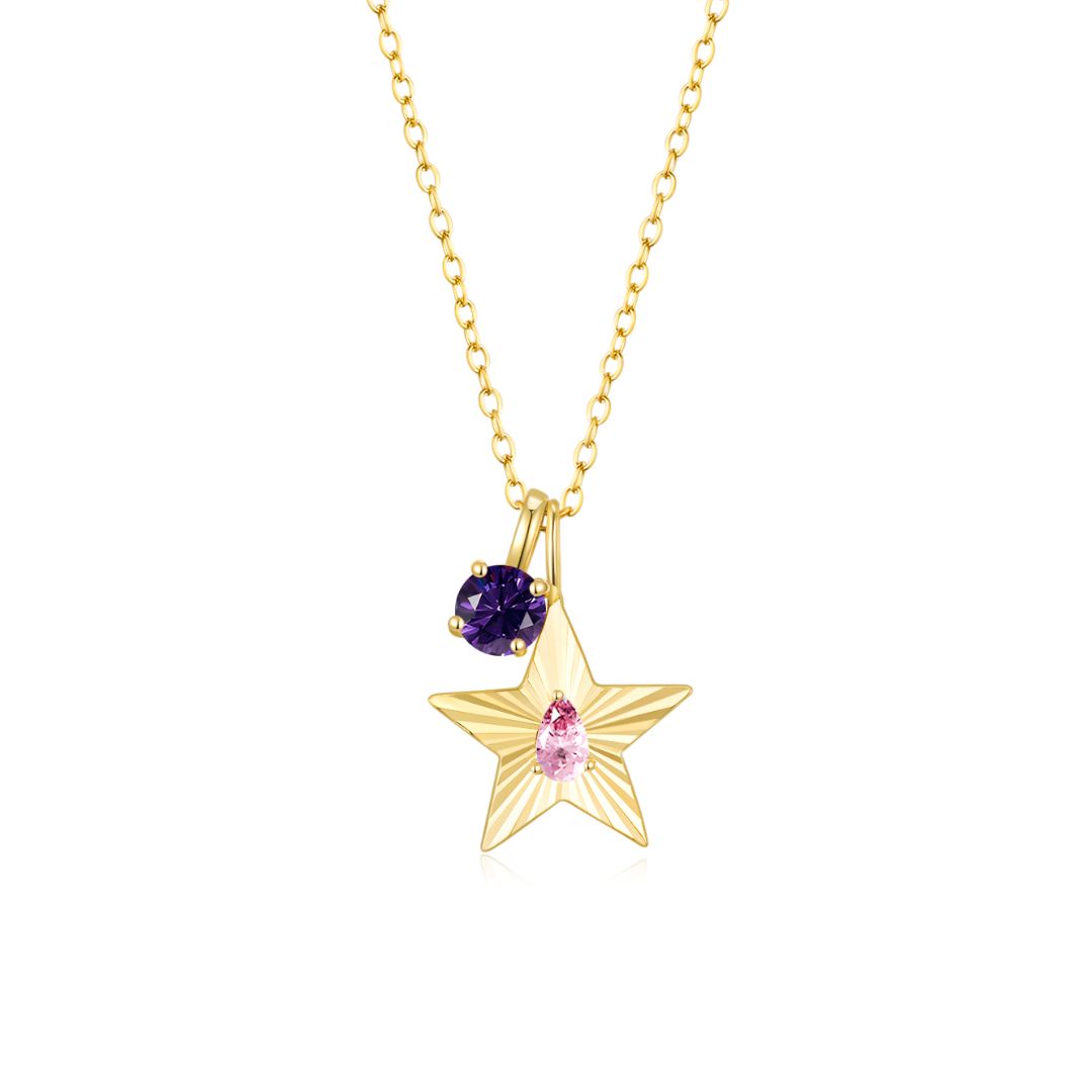 The Star Necklace with 4 Prong Solitaire Pendant YG (4mm) (Oct, Feb) - Eclat by Oui