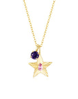 The Star Necklace with 4 Prong Solitaire Pendant YG (4mm) (Oct, Feb) - Eclat by Oui