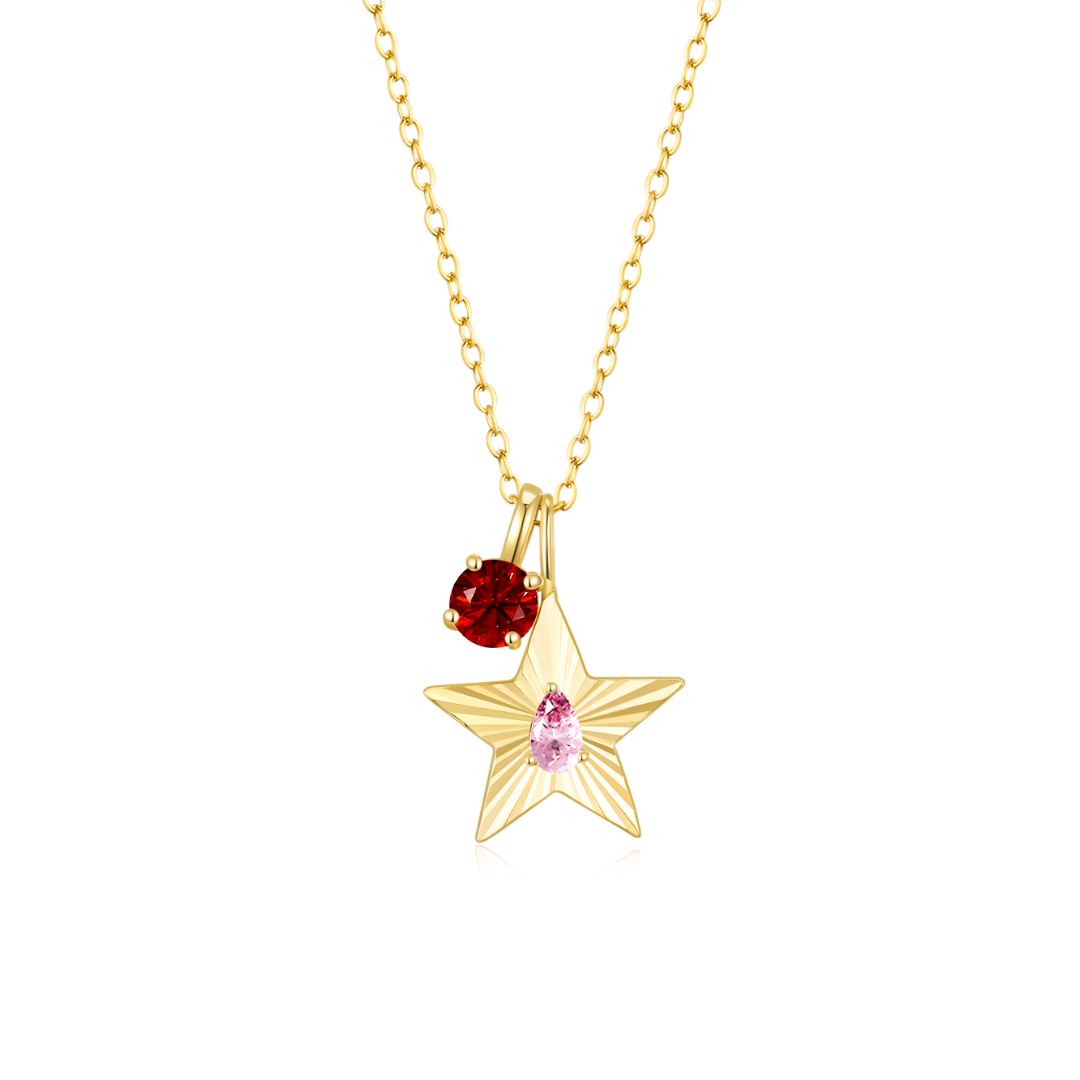The Star Necklace with 4 Prong Solitaire Pendant YG (4mm) (Oct, Jul) - Eclat by Oui