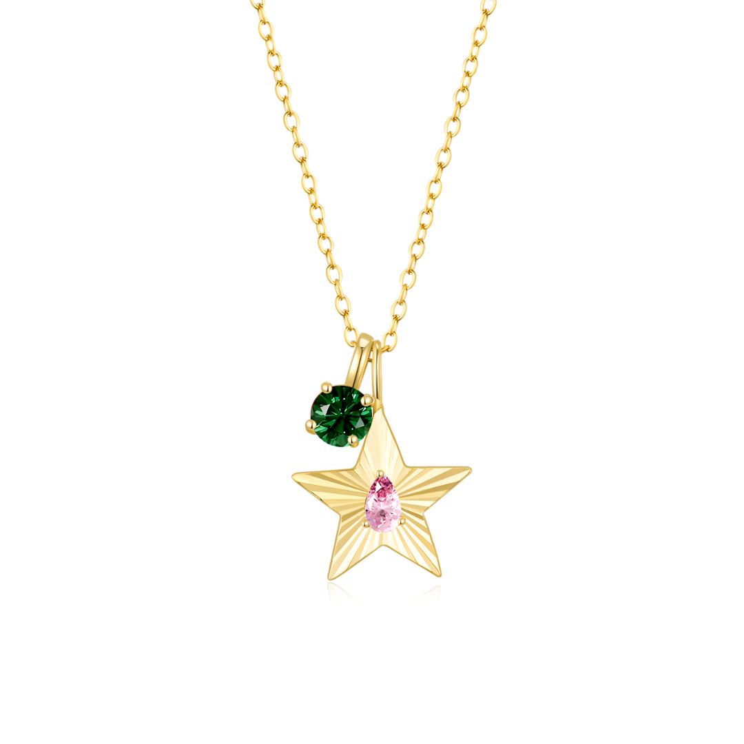 The Star Necklace with 4 Prong Solitaire Pendant YG (4mm) (Oct, May) - Eclat by Oui