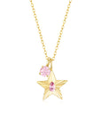 The Star Necklace with 4 Prong Solitaire Pendant YG (4mm) (Oct, Oct) - Eclat by Oui