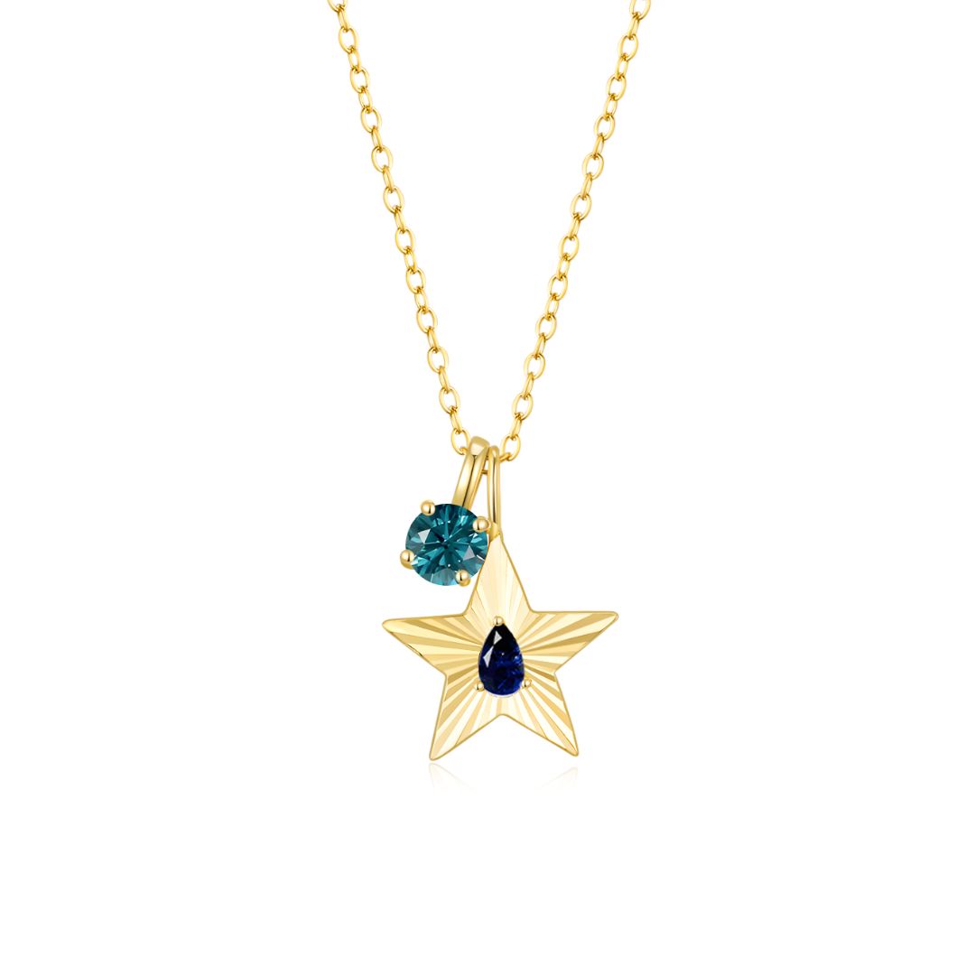The Star Necklace with 4 Prong Solitaire Pendant YG (4mm) (Sep, Dec) - Eclat by Oui