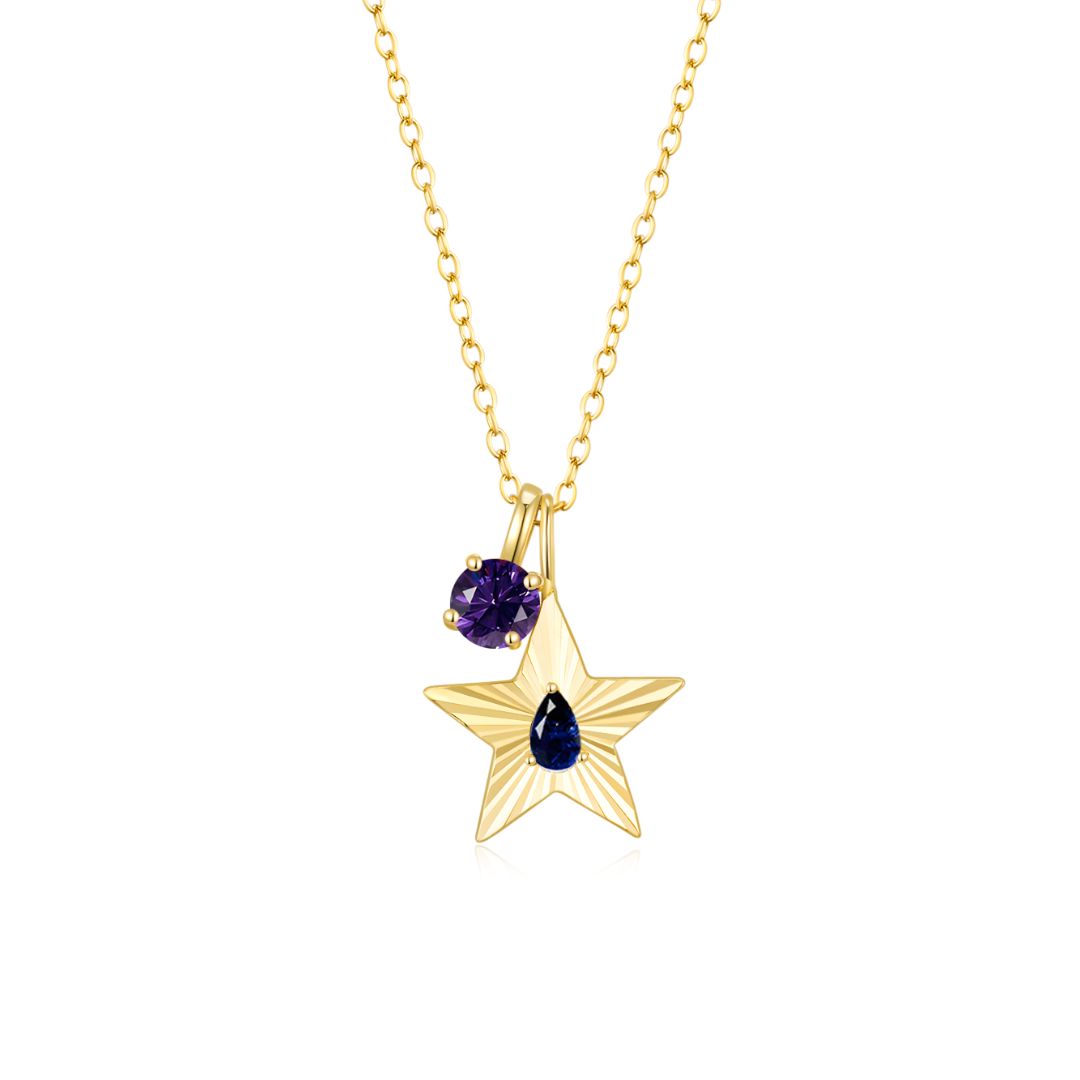 The Star Necklace with 4 Prong Solitaire Pendant YG (4mm) (Sep, Feb) - Eclat by Oui