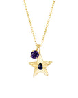 The Star Necklace with 4 Prong Solitaire Pendant YG (4mm) (Sep, Feb) - Eclat by Oui