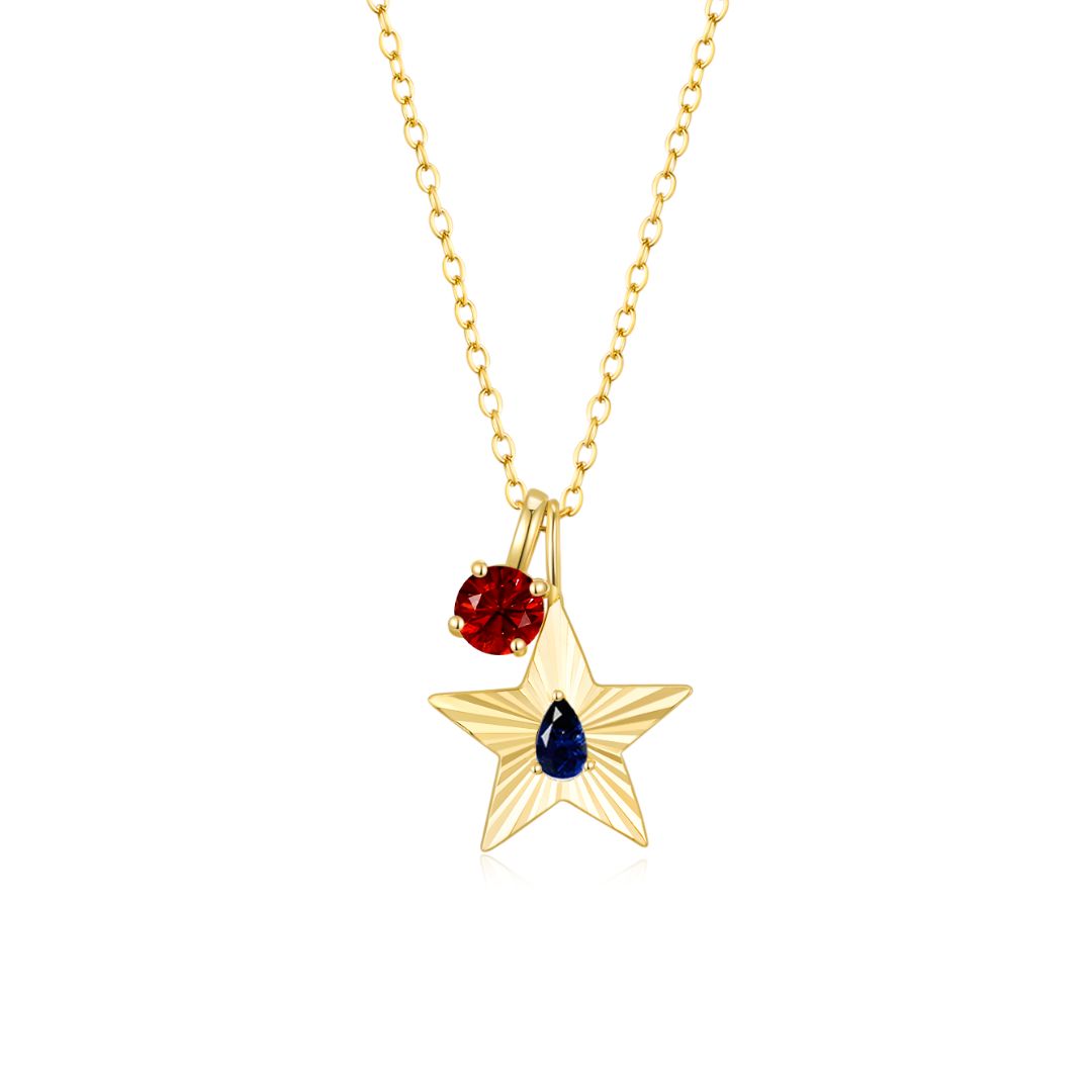 The Star Necklace with 4 Prong Solitaire Pendant YG (4mm) (Sep, Jul) - Eclat by Oui