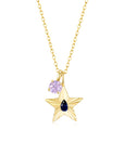 The Star Necklace with 4 Prong Solitaire Pendant YG (4mm) (Sep, Jun) - Eclat by Oui