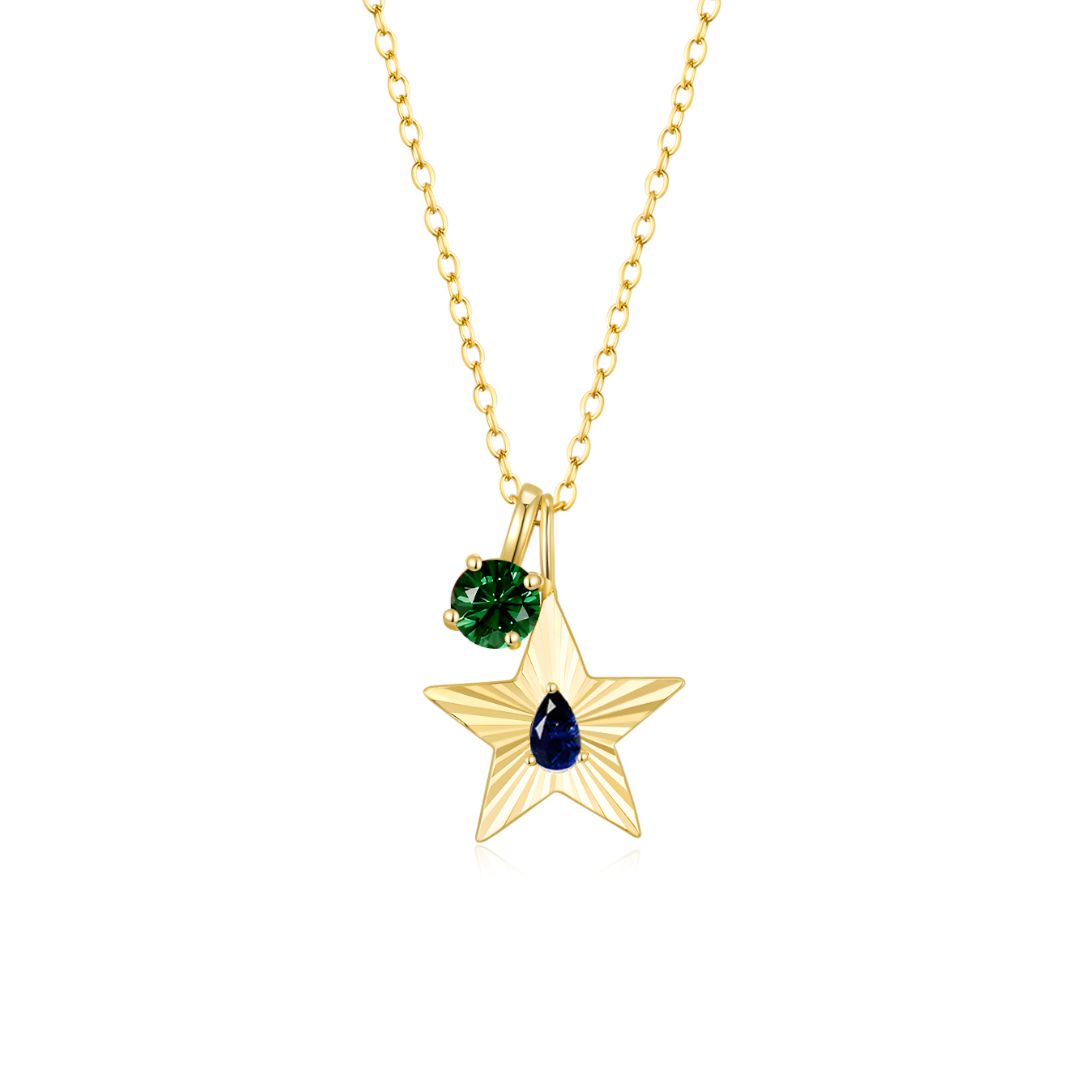 The Star Necklace with 4 Prong Solitaire Pendant YG (4mm) (Sep, May) - Eclat by Oui