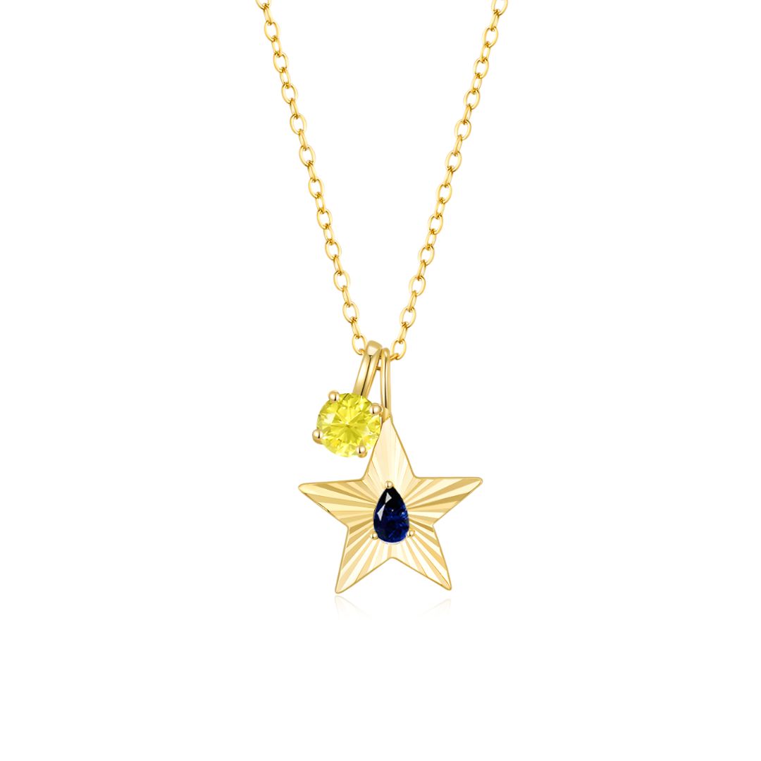 The Star Necklace with 4 Prong Solitaire Pendant YG (4mm) (Sep, Nov) - Eclat by Oui
