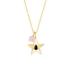 The Star Necklace with 4 Prong Solitaire Pendant YG (4mm) (Sep, Oct) - Eclat by Oui