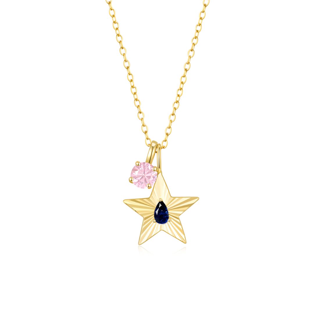 The Star Necklace with 4 Prong Solitaire Pendant YG (4mm) (Sep, Oct) - Eclat by Oui