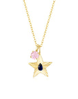 The Star Necklace with 4 Prong Solitaire Pendant YG (4mm) (Sep, Oct) - Eclat by Oui