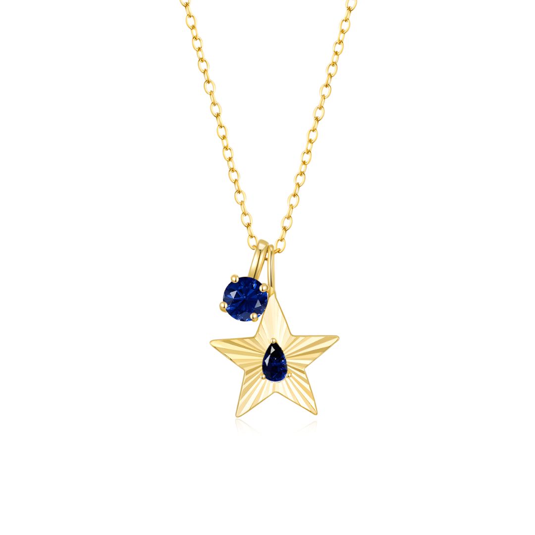 The Star Necklace with 4 Prong Solitaire Pendant YG (4mm) (Sep, Sep) - Eclat by Oui