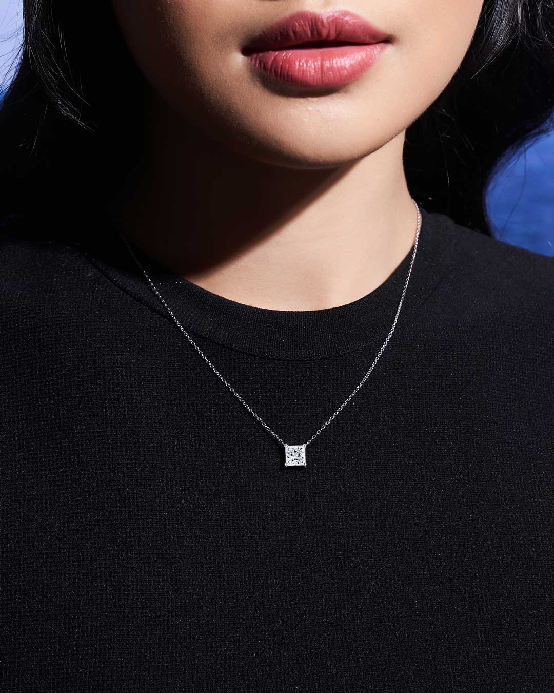 Tia Princess Solitaire Necklace 2CT (Model) - Eclat by Oui