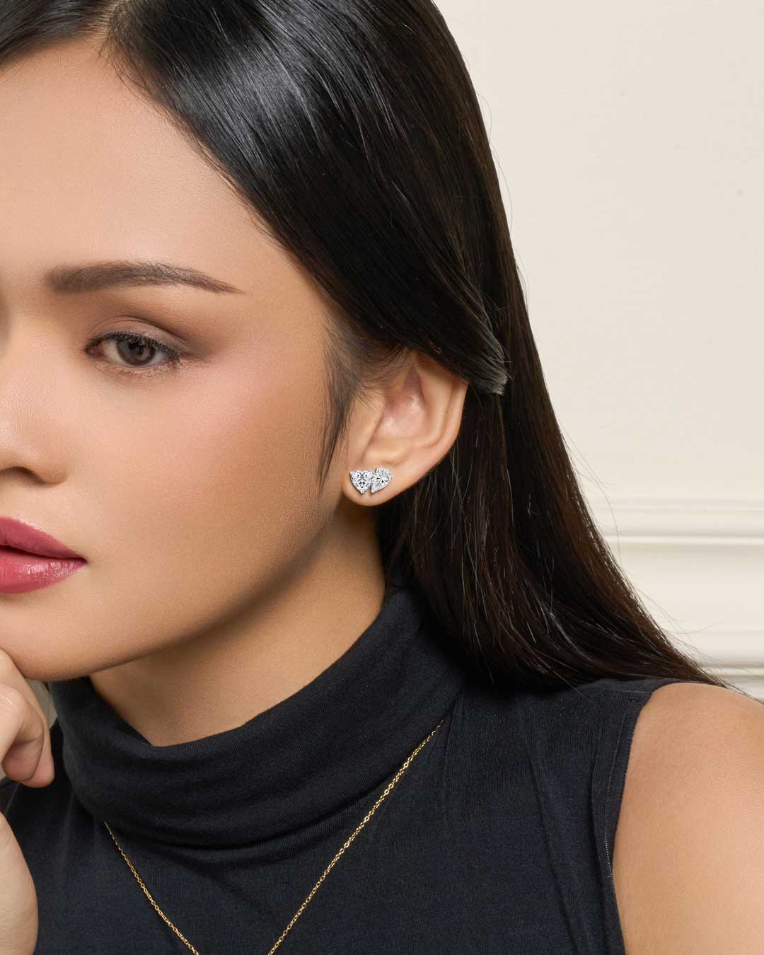 Toi et Moi Ear Studs (Heart + Pear) (Model) - Eclat by Oui