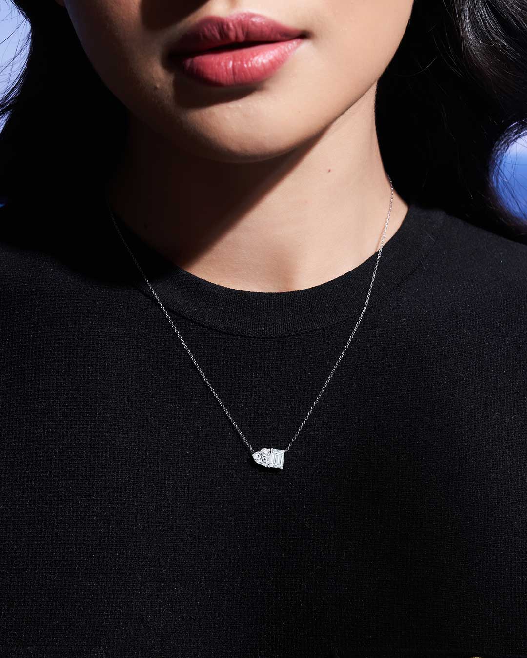Toi et Moi Necklace (Heart + Emerald) 1CT (Model) - Eclat by Oui