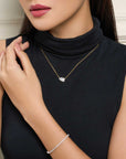 Toi et Moi Necklace (Heart + Emerald) 1CT (Model) - Eclat by Oui