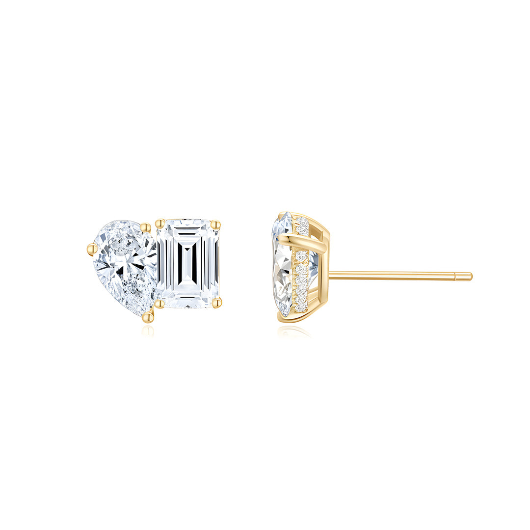 Toi et Moi Ear Studs (Pear + Emerald) YG - Eclat by Oui