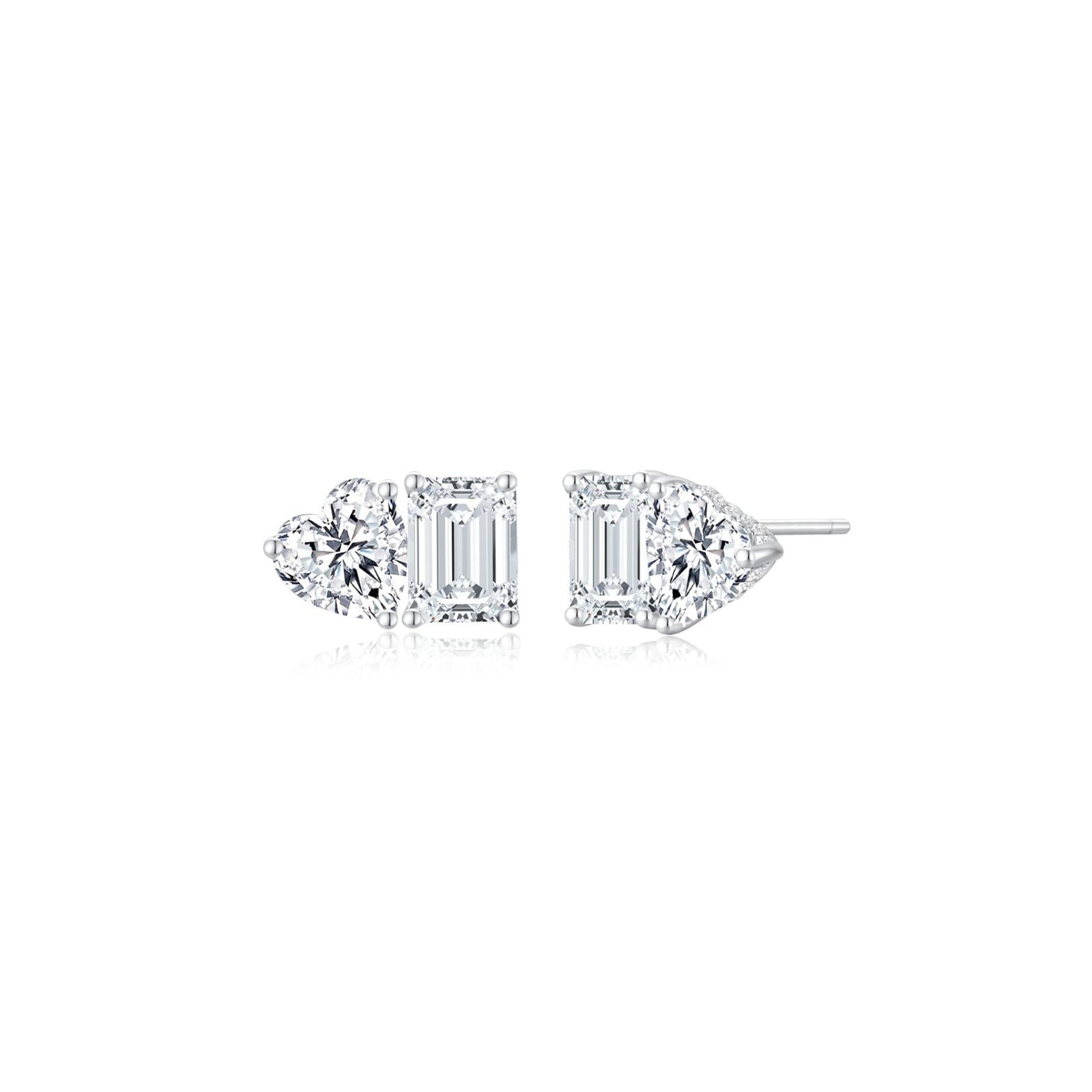 Toi et Moi Ear Studs (Emerald + Heart) WG - Eclat by Oui