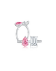 Toi et Moi Gap Ring (Pink Pear + Emerald) (Sample Preview)