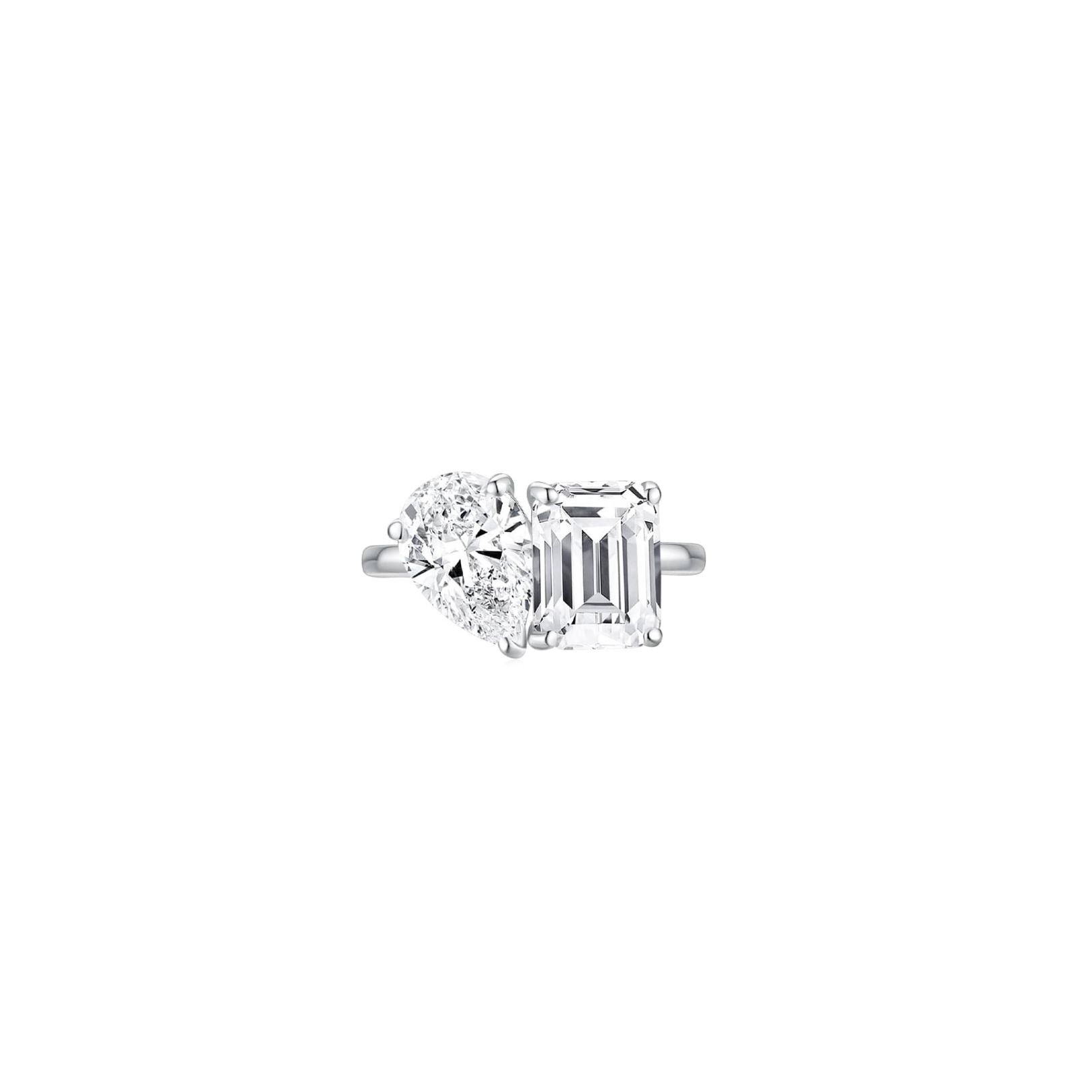 Toi et Moi Ring (Pear + Emerald) (Front) - Eclat by Oui