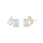 Toi et Moi Step Ear Studs (Pear + Emerald) YG - Eclat by Oui