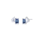 Toi et Moi Step Ear Studs (Pear + Blue-Grey Emerald) - Eclat by Oui