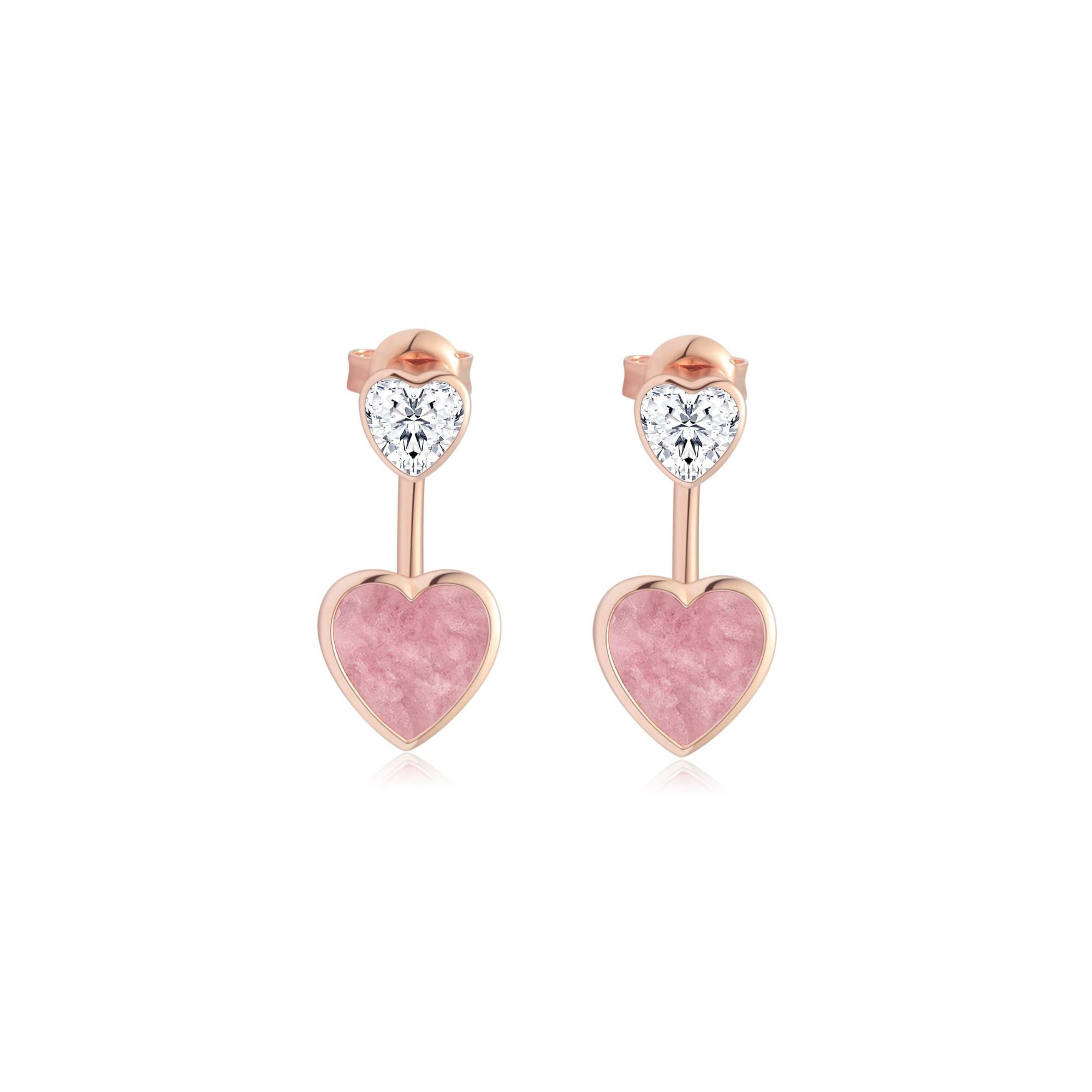 My Heart Rhodonite Ear Studs (Rose Gold) (Front) - Eclat by Oui