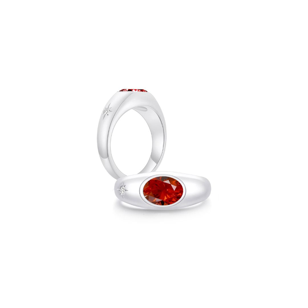 Twinlight Oval Signet Ring Both WG (Jul, Apr) - Eclat by Oui