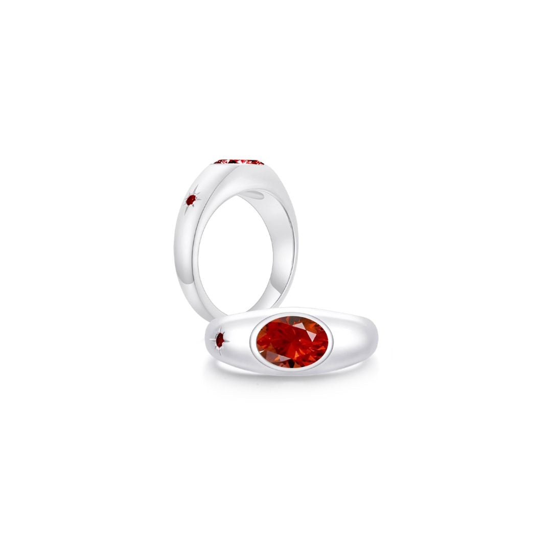Twinlight Oval Signet Ring Both WG (Jul, Jul) - Eclat by Oui
