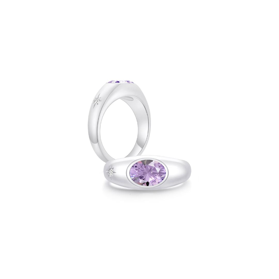 Twinlight Oval Signet Ring Both WG (Jun, Apr) - Eclat by Oui