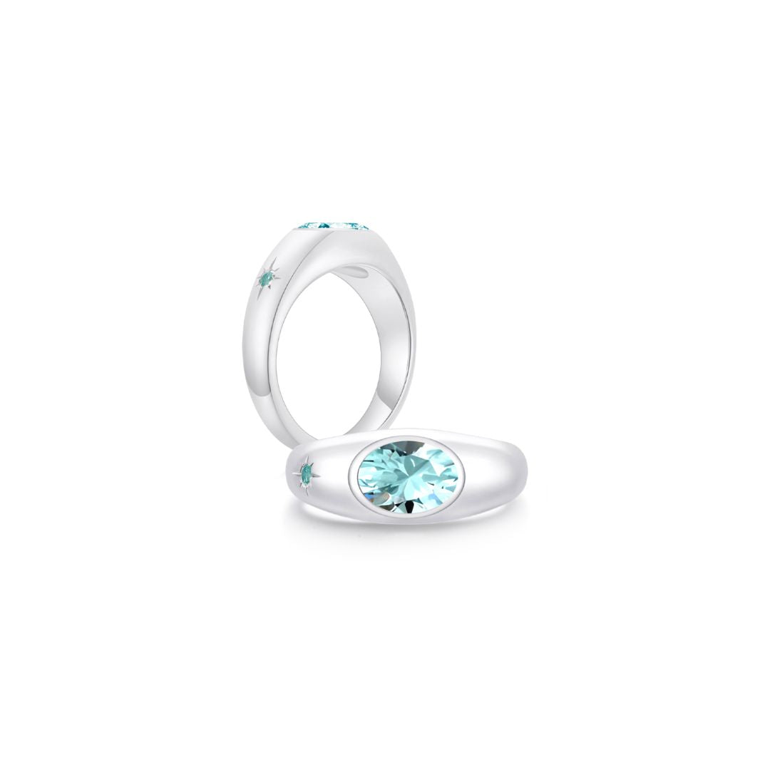 Twinlight Oval Signet Ring Both WG (Mar, Mar) - Eclat by Oui