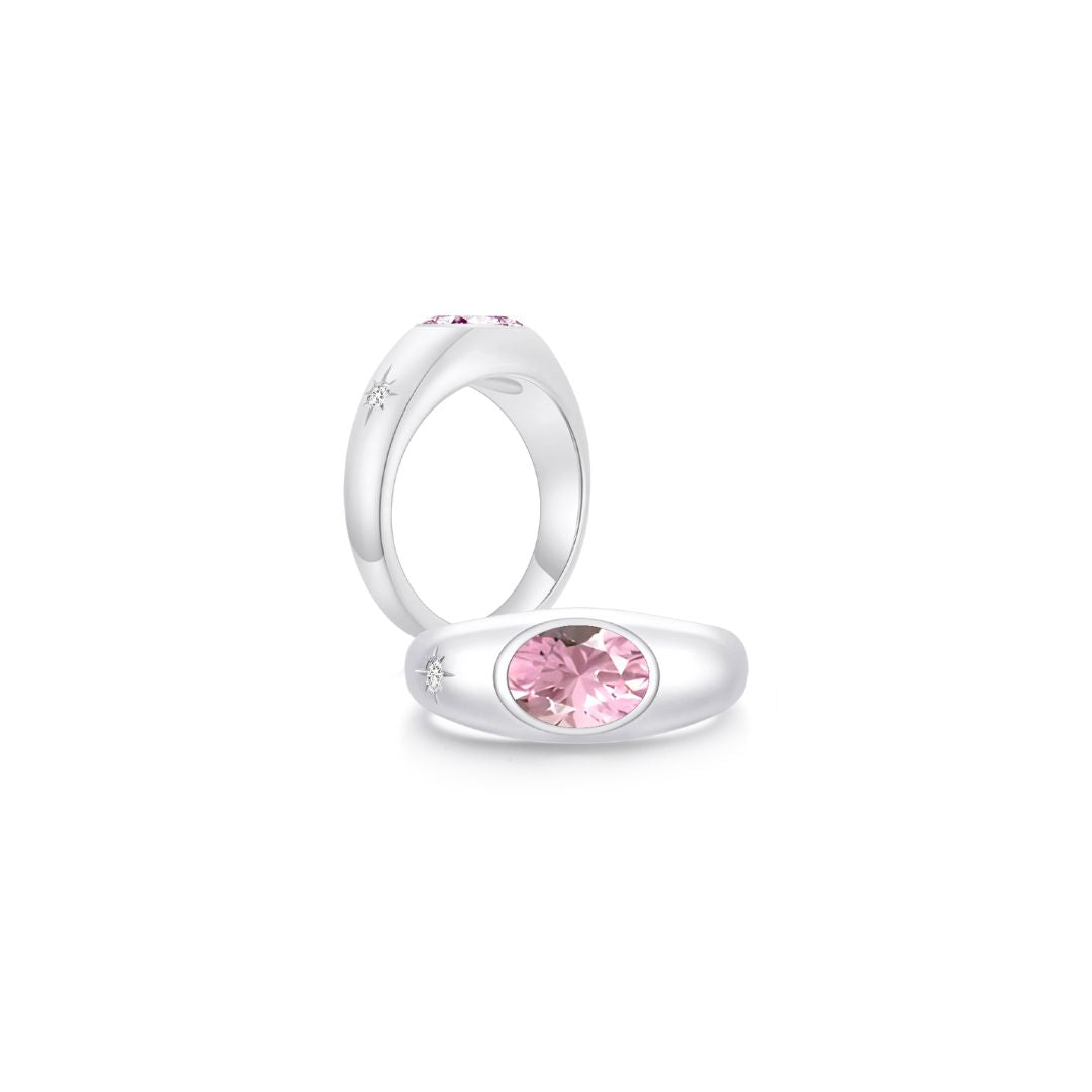 Twinlight Oval Signet Ring Both WG (Oct, Apr) - Eclat by Oui
