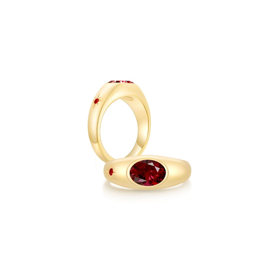 Twinlight Oval Signet Ring Both YG (Jan, Jan) - Eclat by Oui