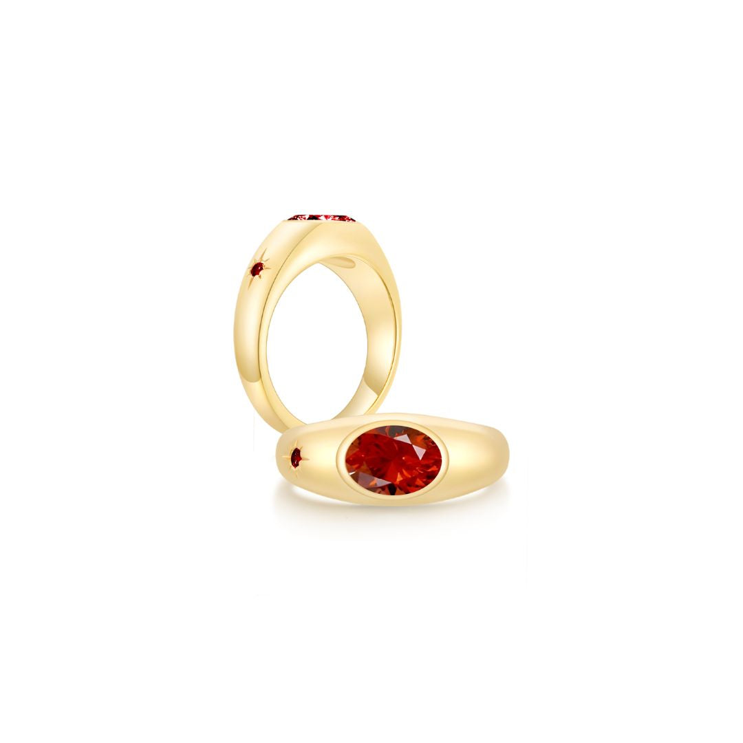 Twinlight Oval Signet Ring Both YG (Jul, Jul) - Eclat by Oui